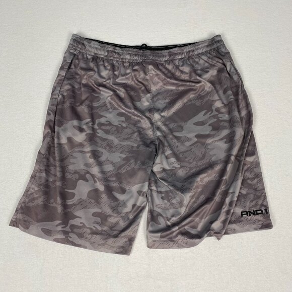 Y2k And1 Camo Grey Basketball Athletic Drawstring Shorts XL - Picture 5 of 8